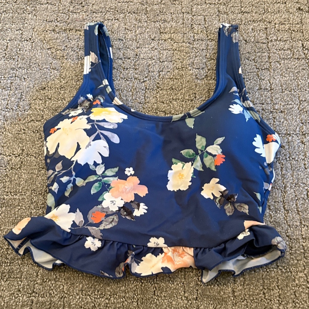 Floral Blue Bikini Top